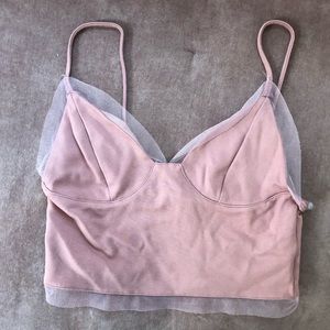 Pink crop top spaghetti strap urban outfitters